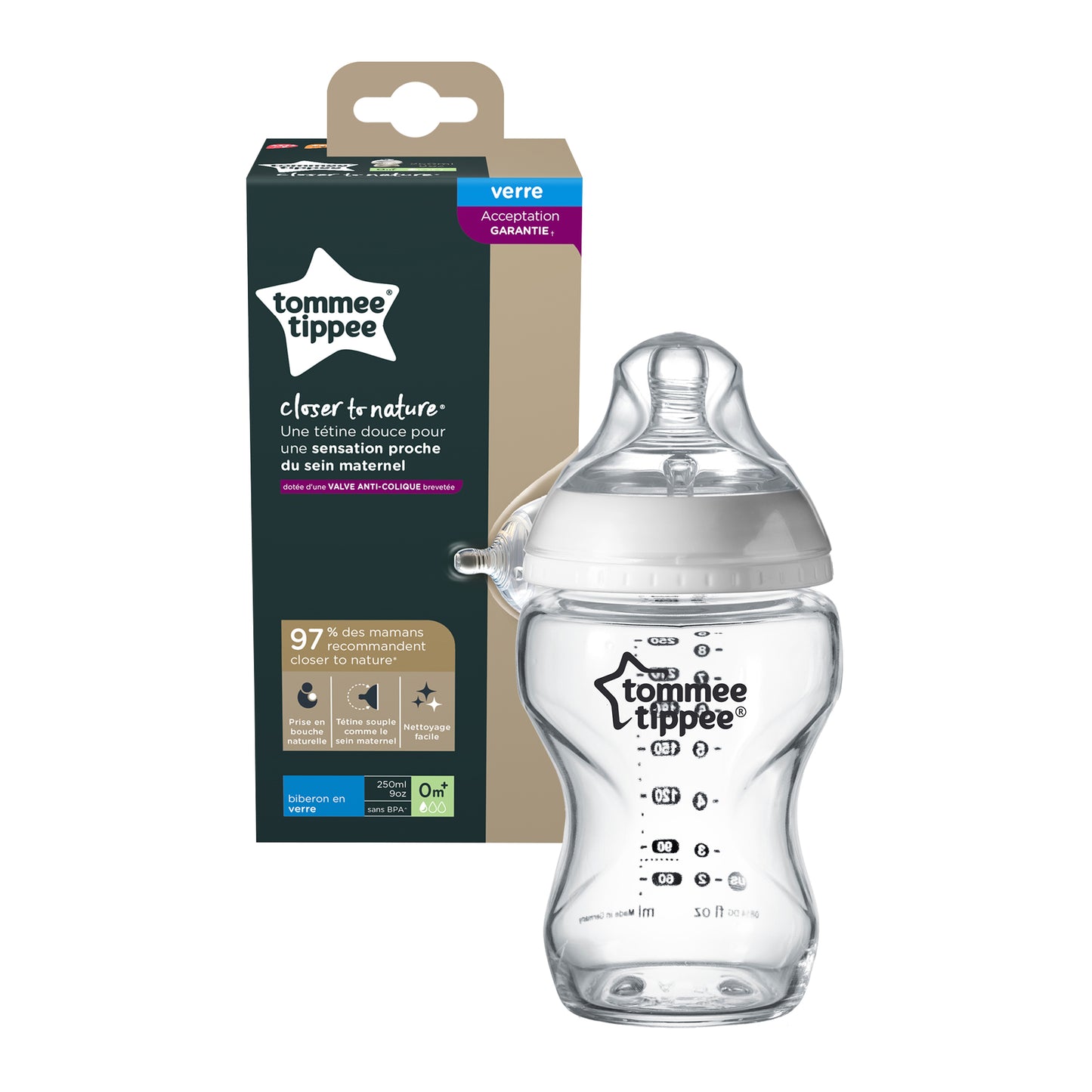 Biberon de Vidrio Closer To Nature- Tommee Tippee
